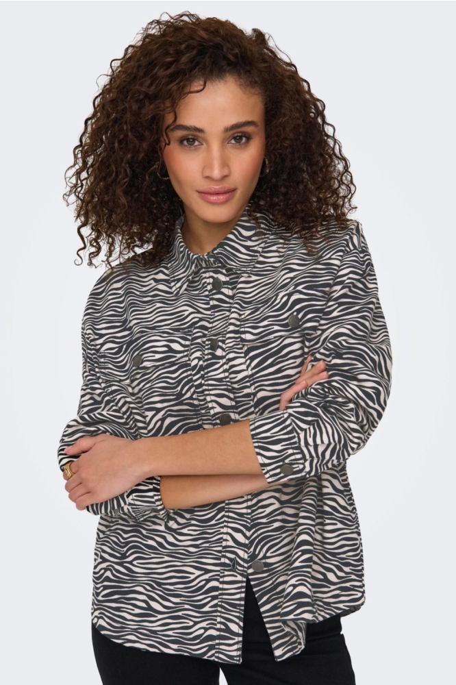 JDYRAY L/S SHACKET PNT 15343450 Ultimate Gray/BLACK ZEBRA
